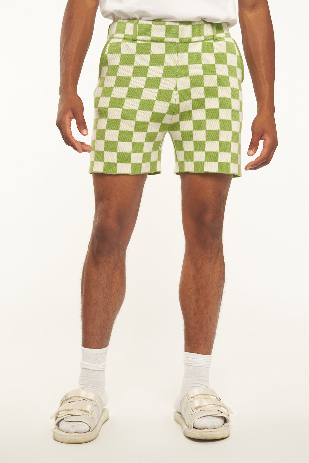 Green Ash Checkered Knit Shorts