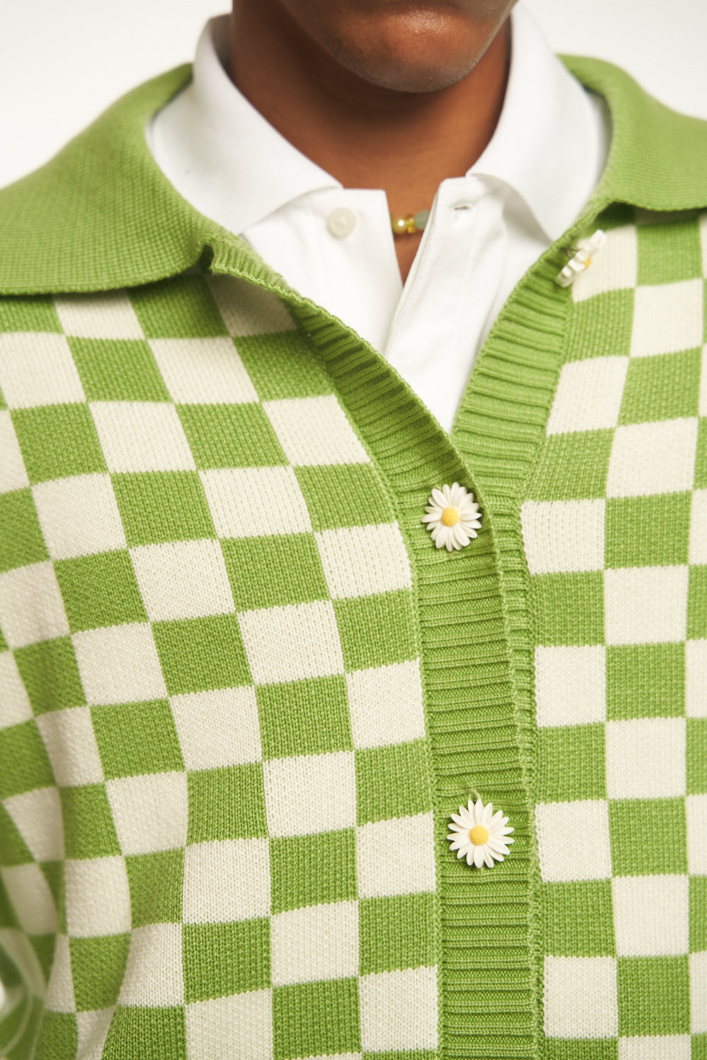 Green Ash Checkered Knit Cardigan