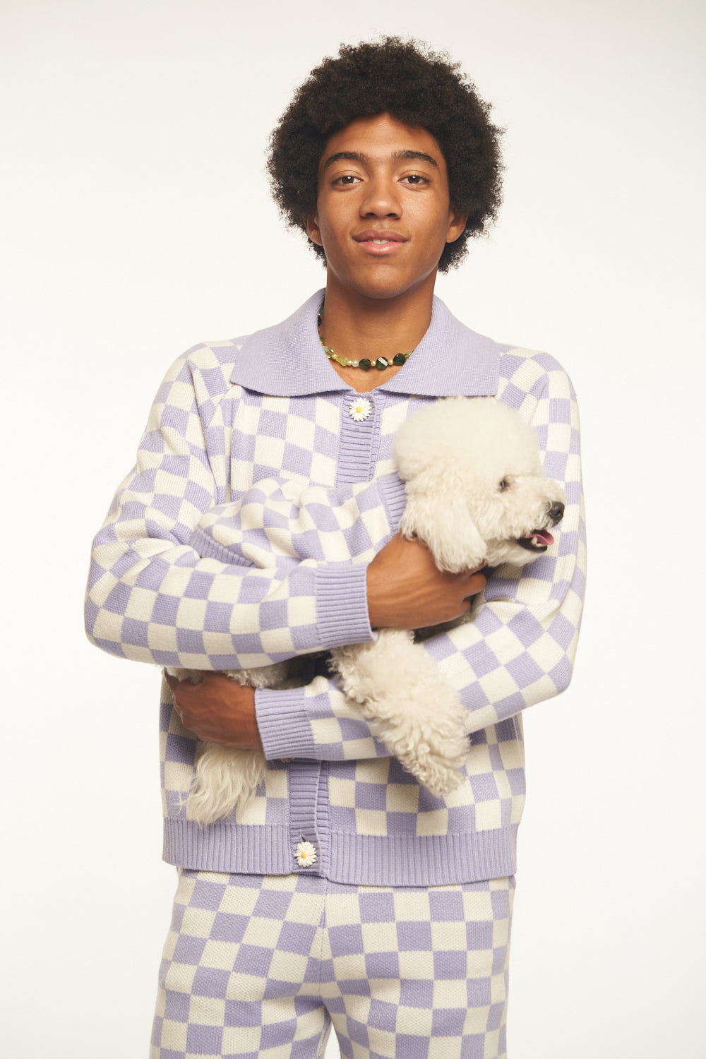Lavender Checkered Doggy Jumper