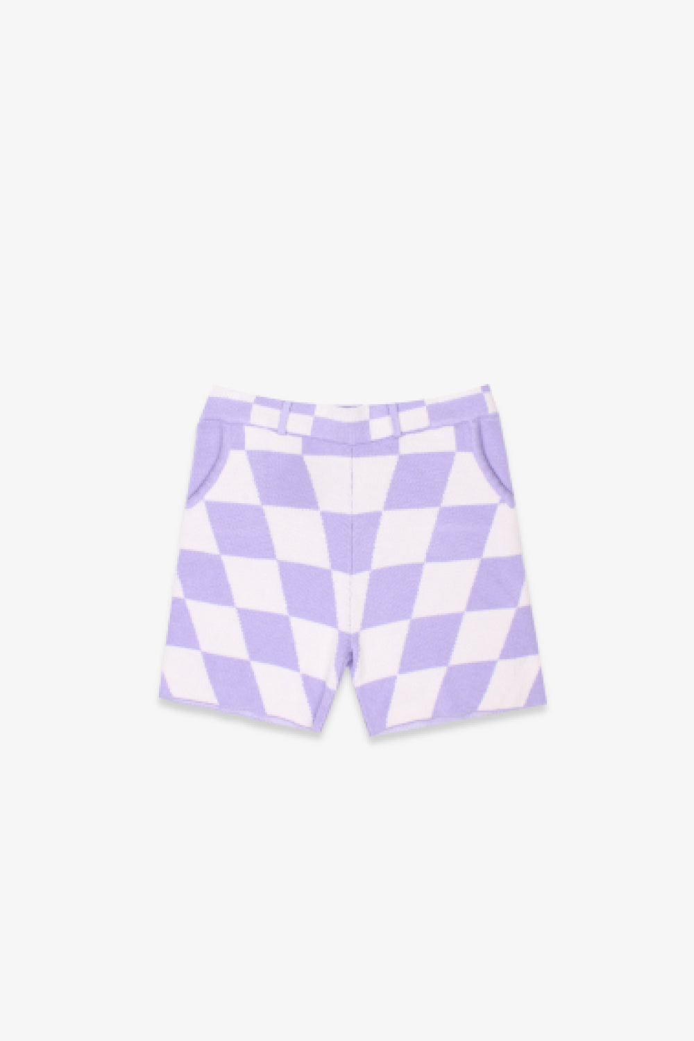 Lavender Distorted Checkered Shorts