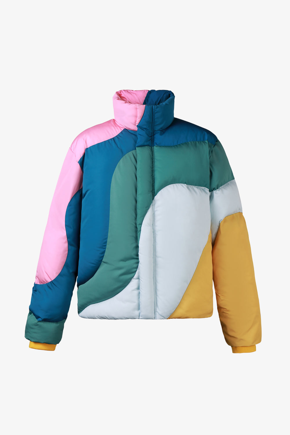 Wavy Patchwork Quilted Puffer