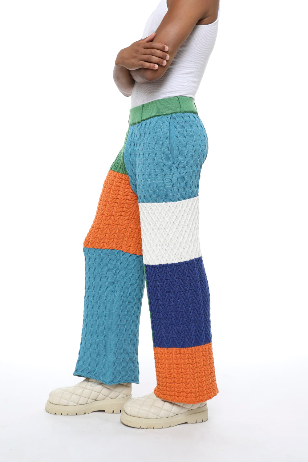 Patchwork Flared Knitted Pants