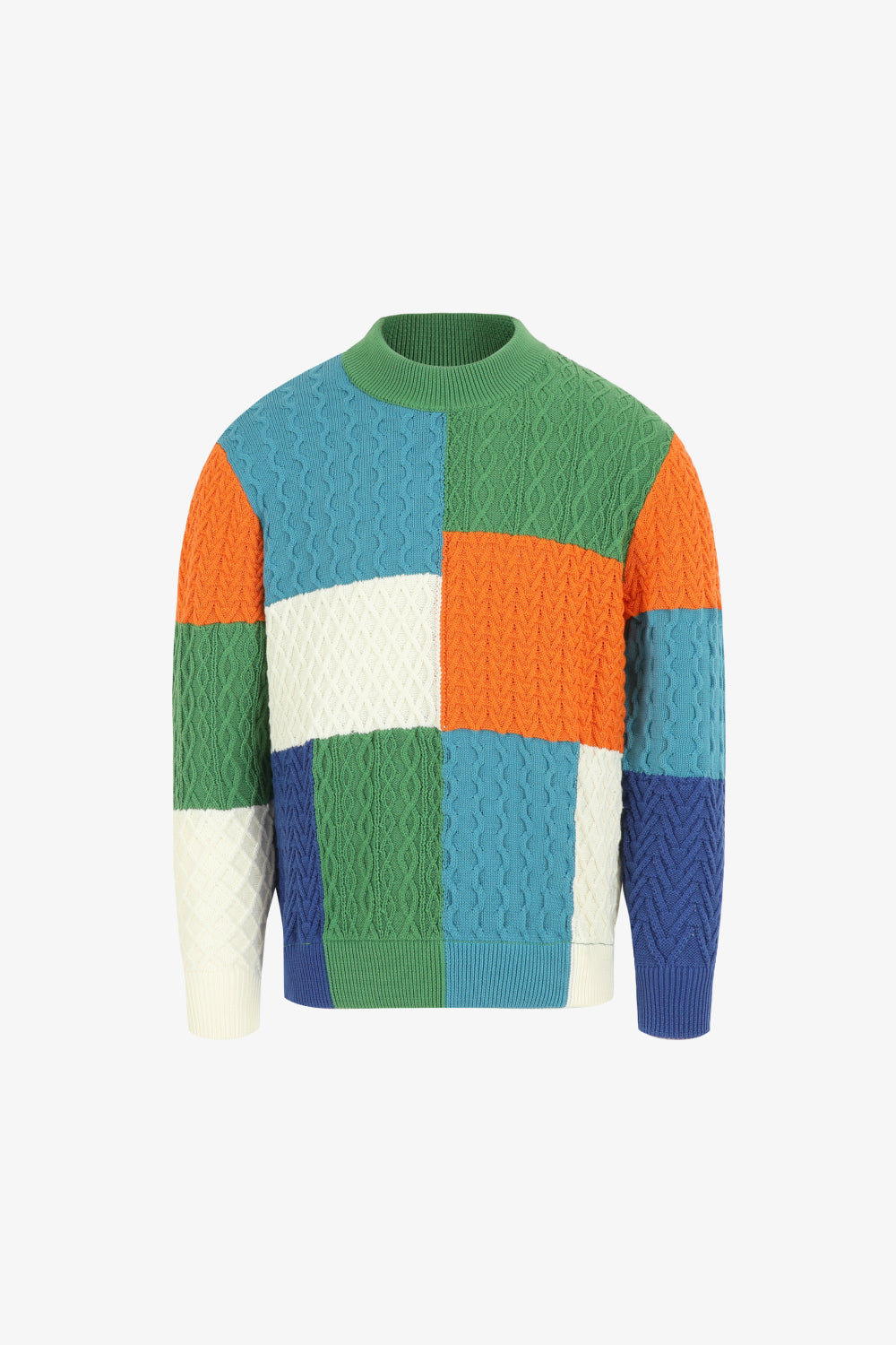 Patchwork Cable Knit Sweater