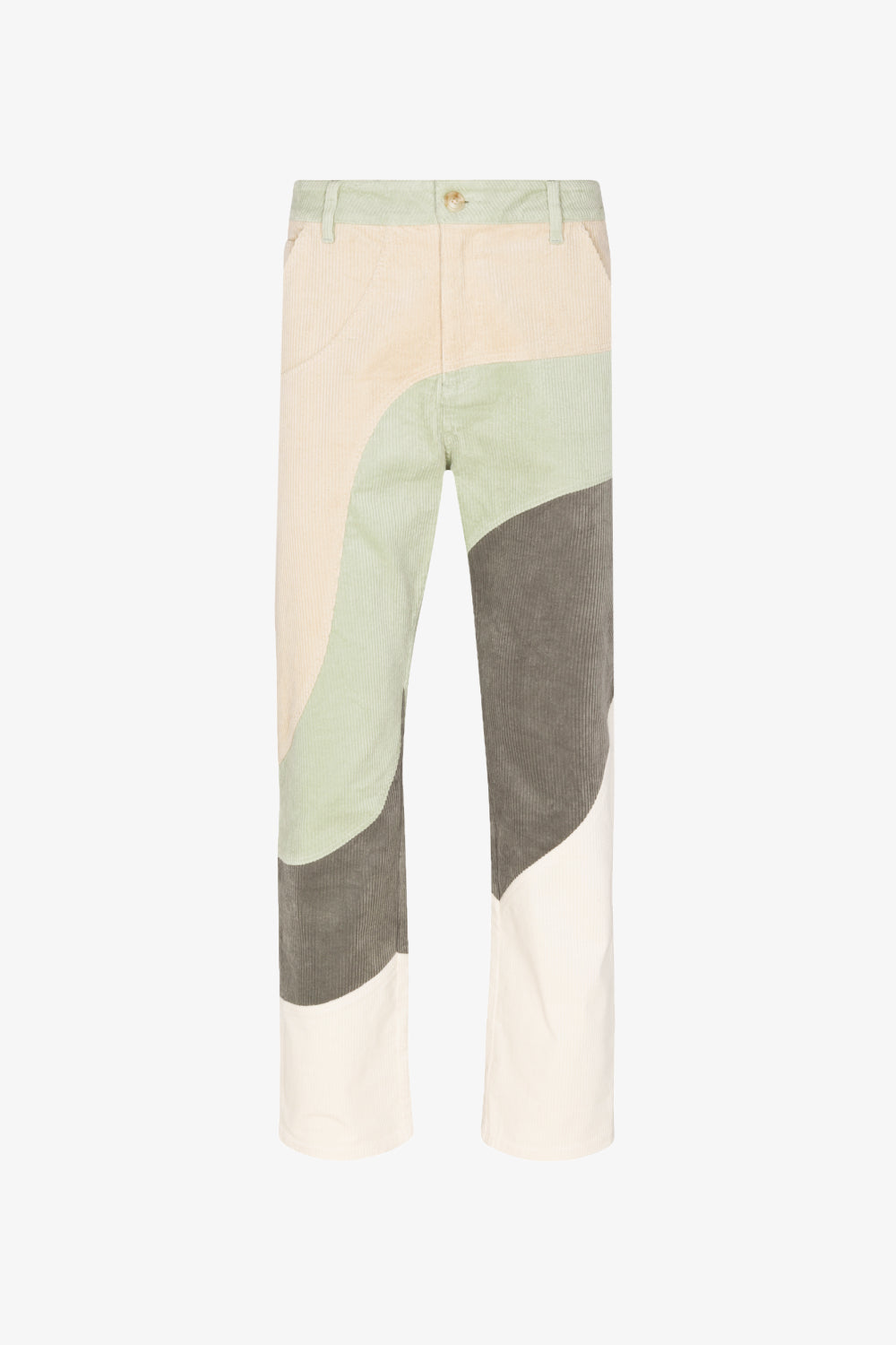 Tonal Patchwork Wavy Pants