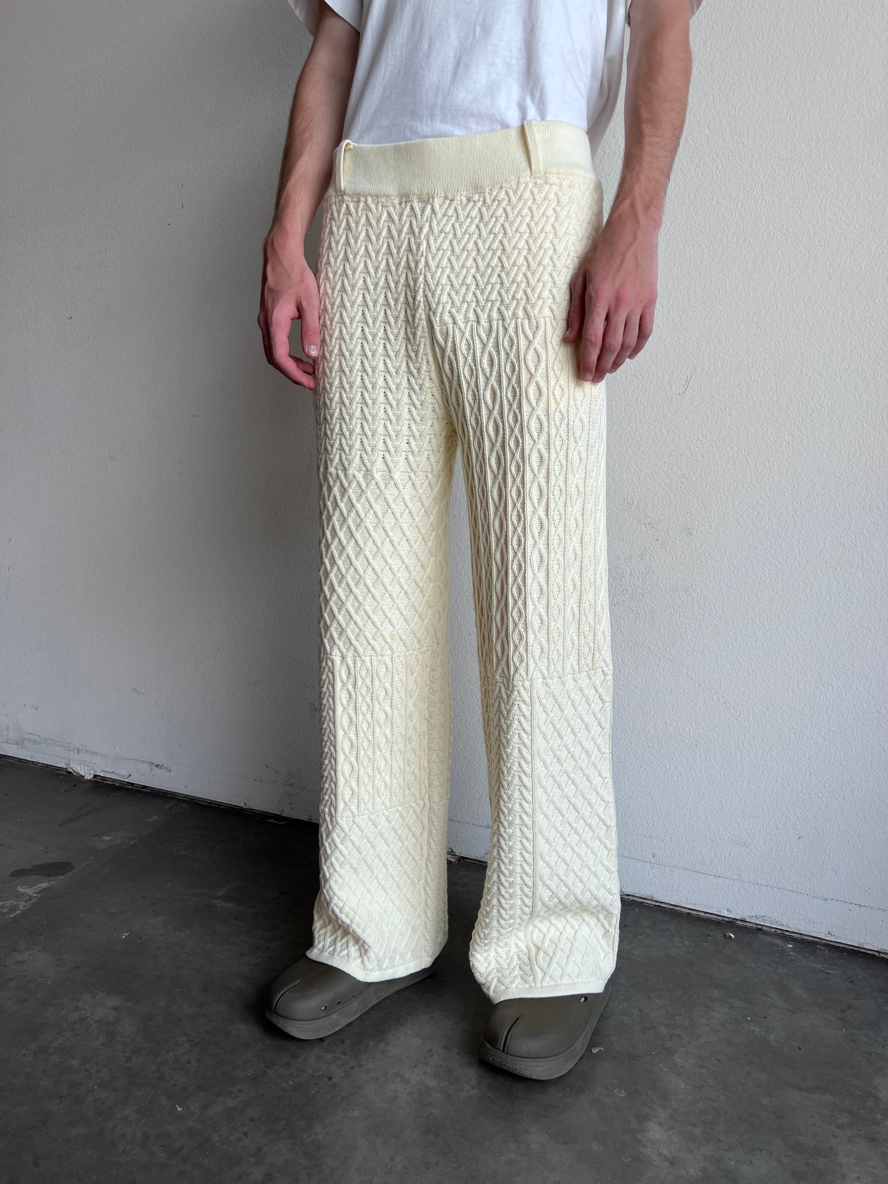 Patchwork Cable Knit Pants