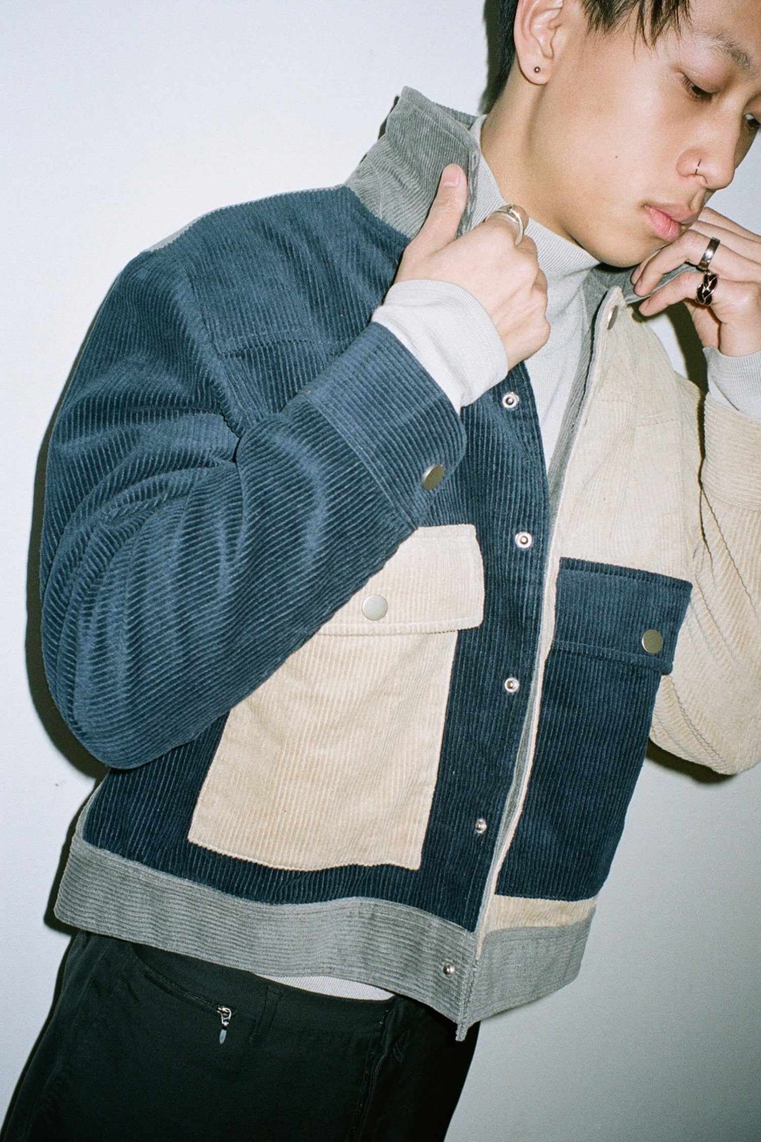 Multi-Panel Corduroy Blouson Jacket