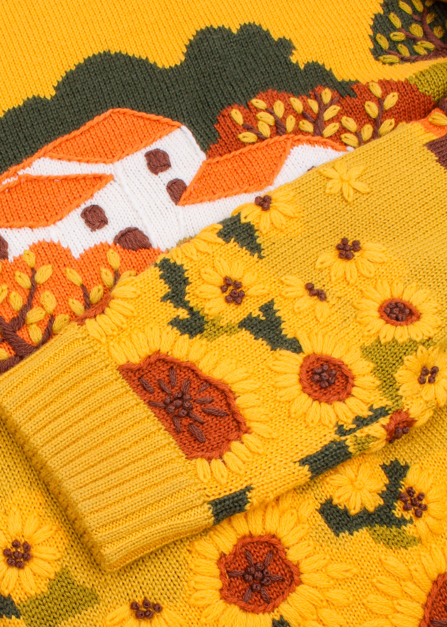 Sunflower Field Hand Embroidery Sweater