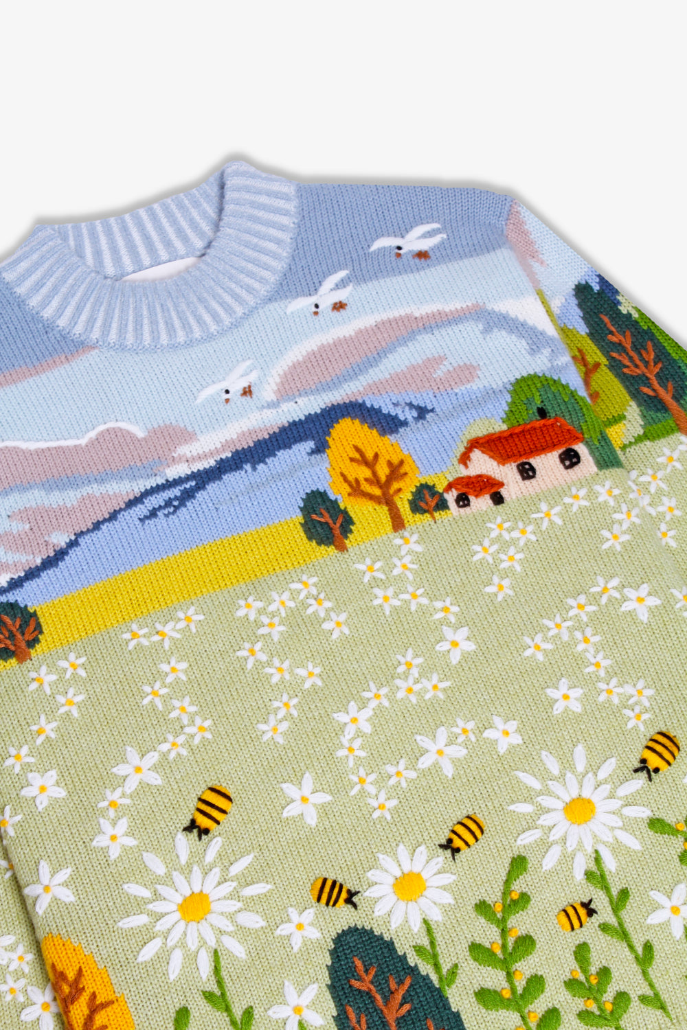 Summer Bloom Hand Embroidery Sweater