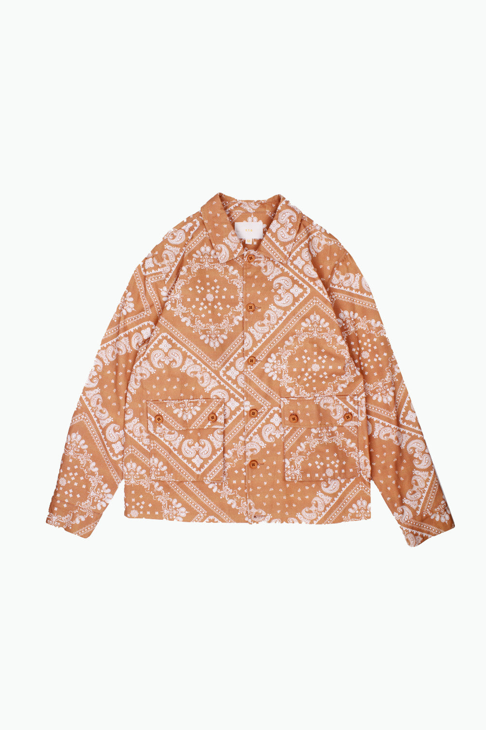 Tan Paisley Print Bandana Military Jacket