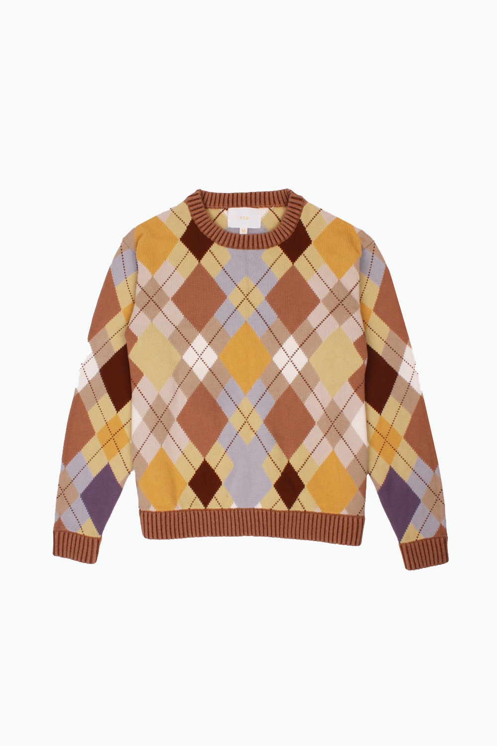 Caramel Skies Argyle Knit Sweater