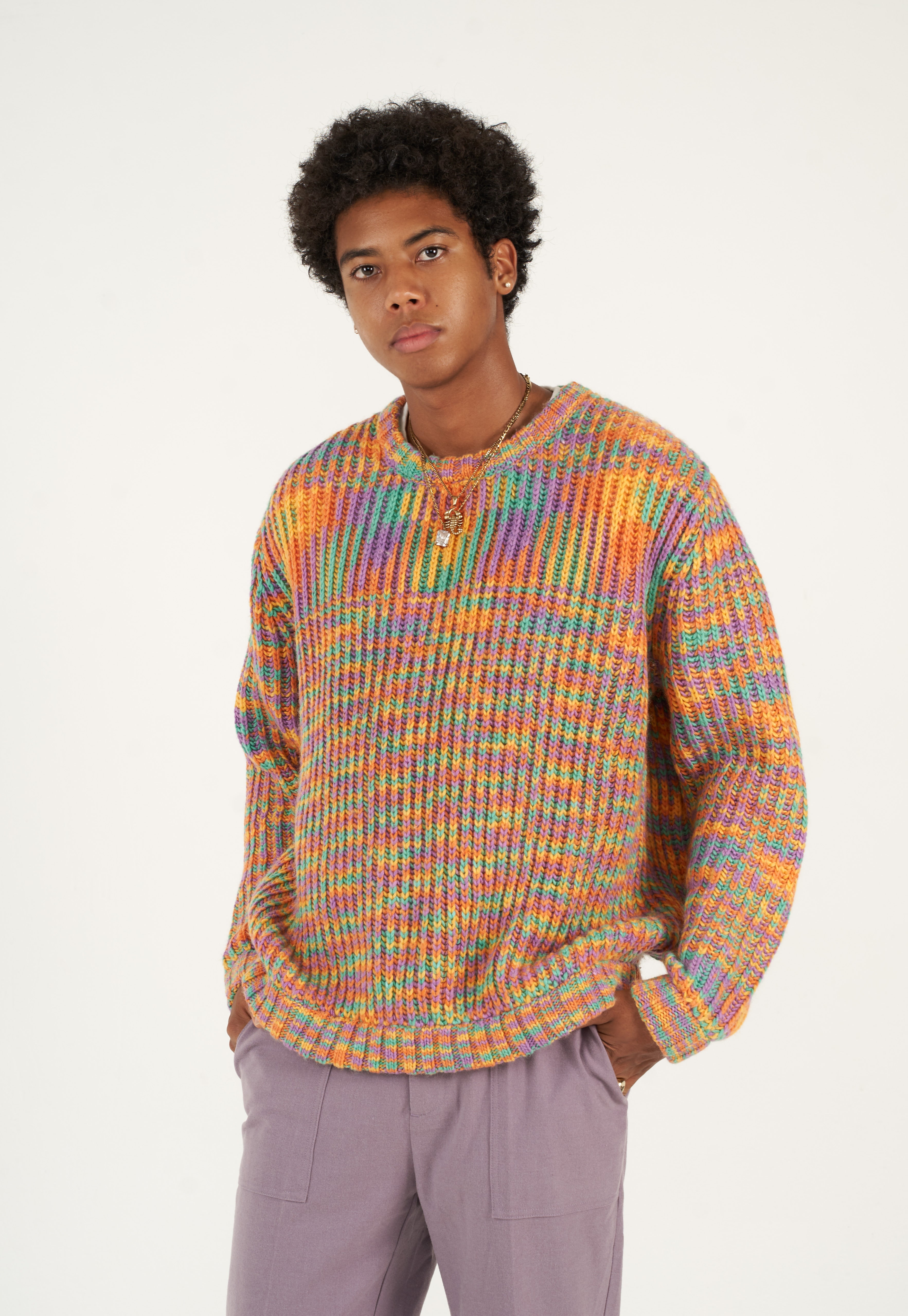 Multicolor Melange Knitted Crewneck