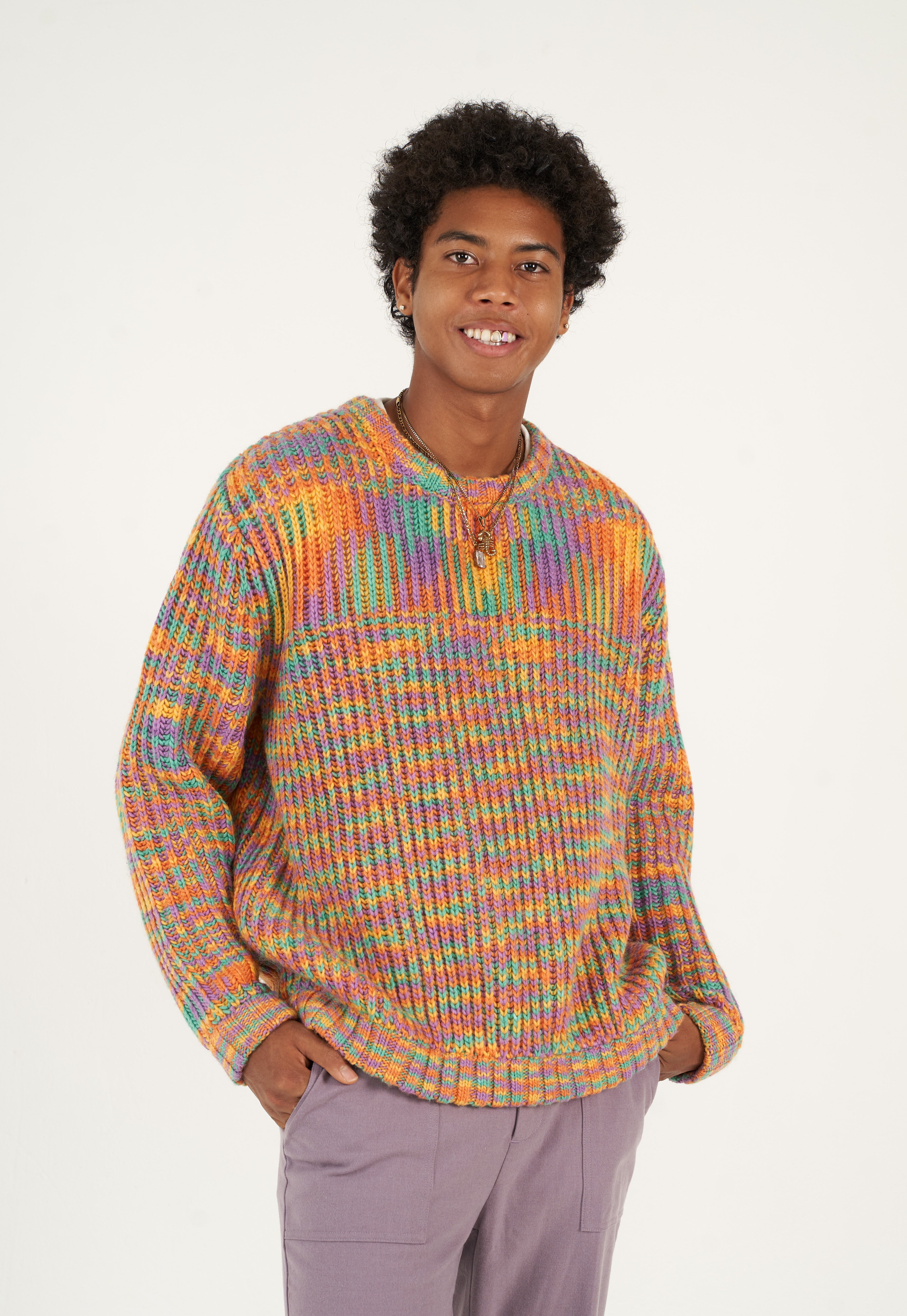 Multicolor Melange Knitted Crewneck