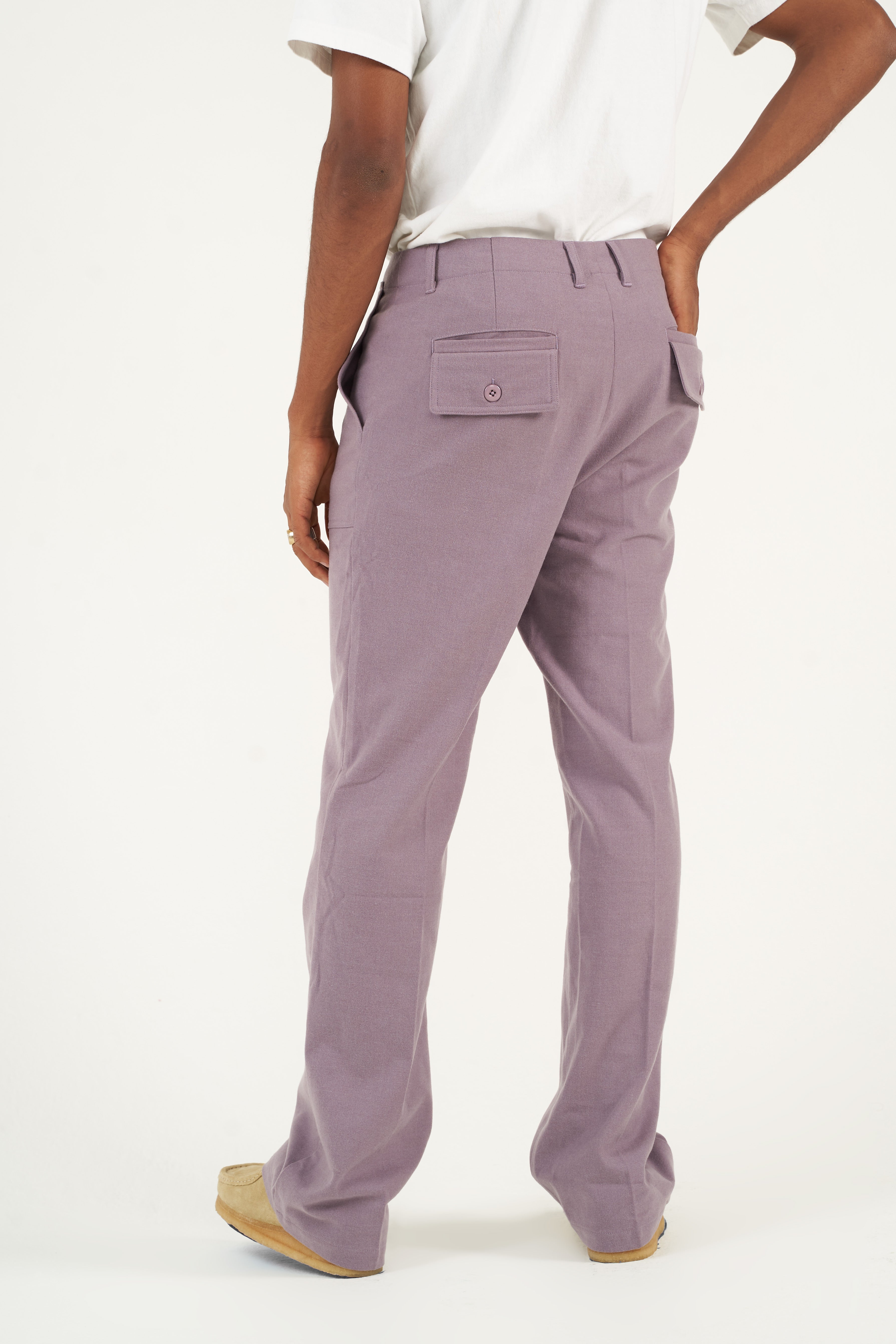 Lavender Purple Pleated Flared Trousers