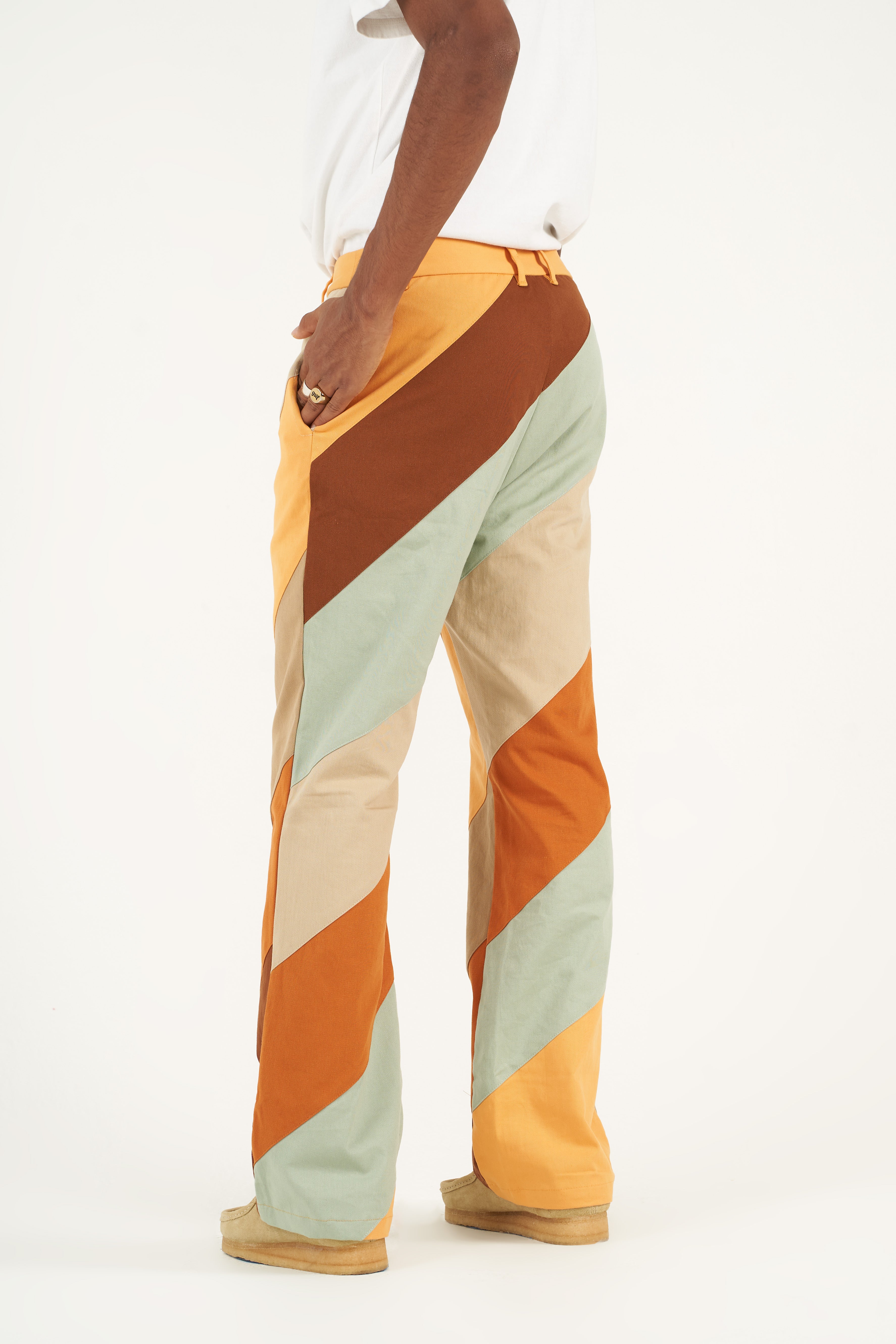 Diagonal Striped Patchwork Pants